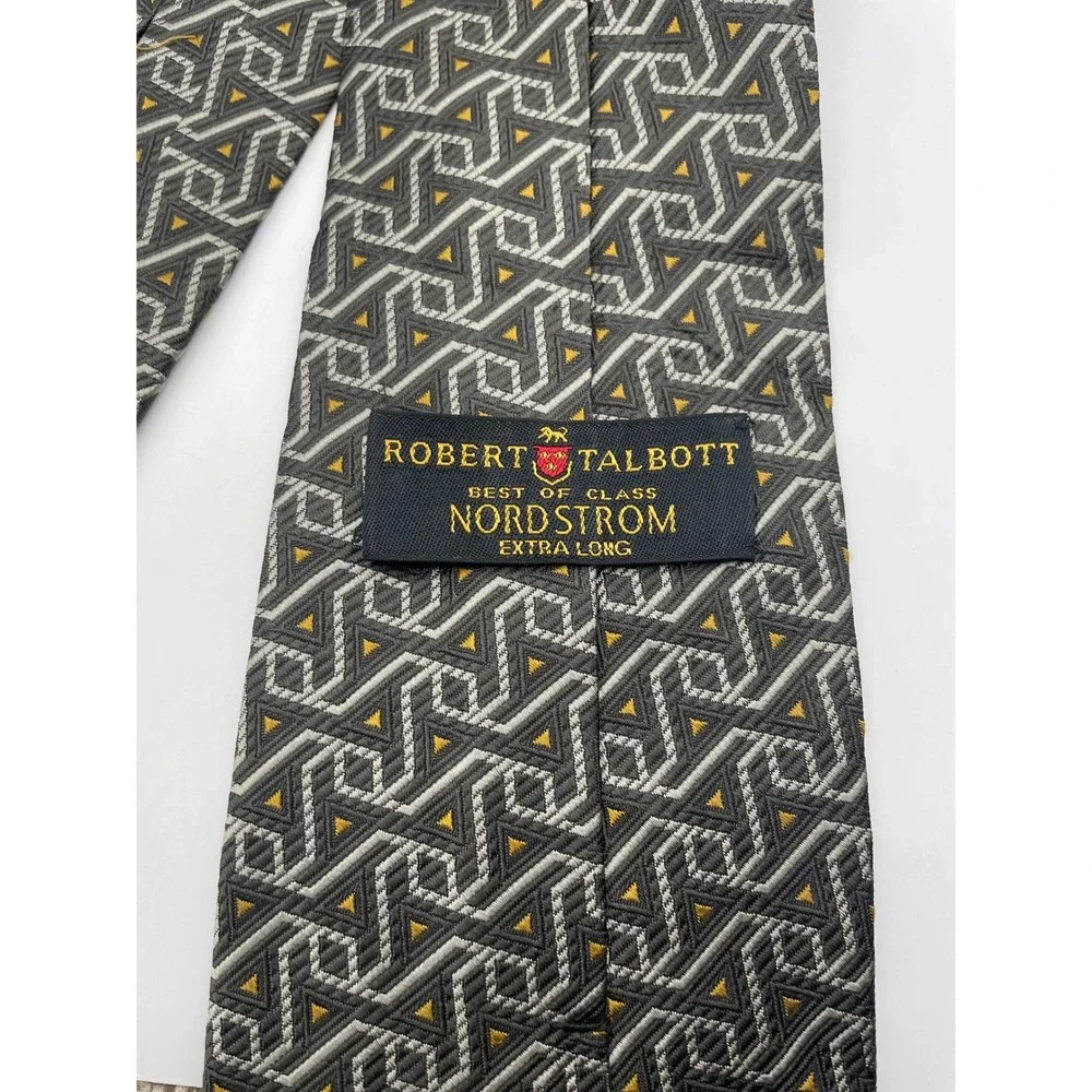 Robert Talbott Best of Class Nordstrom Silk Tie Extra Long Grey Geometric Maze